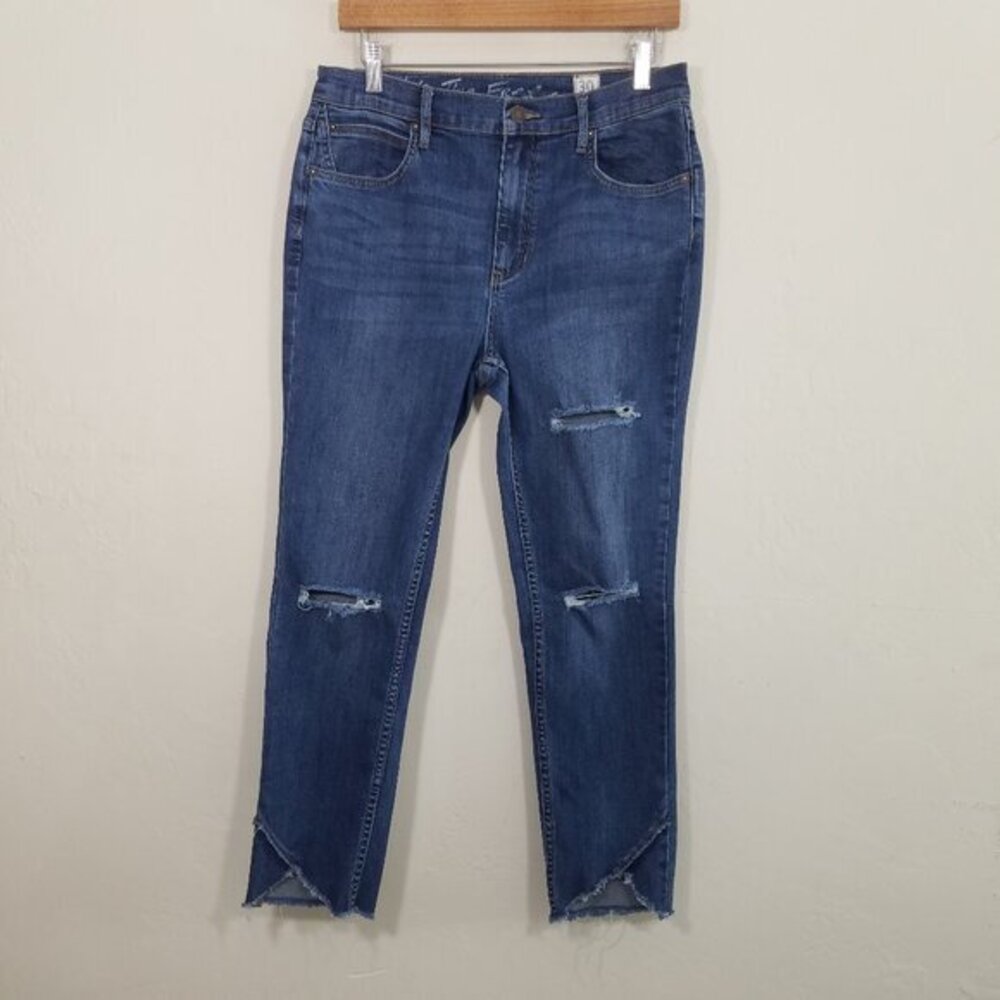 We The Free People Cropped Distressed Jeans Blue Size 30